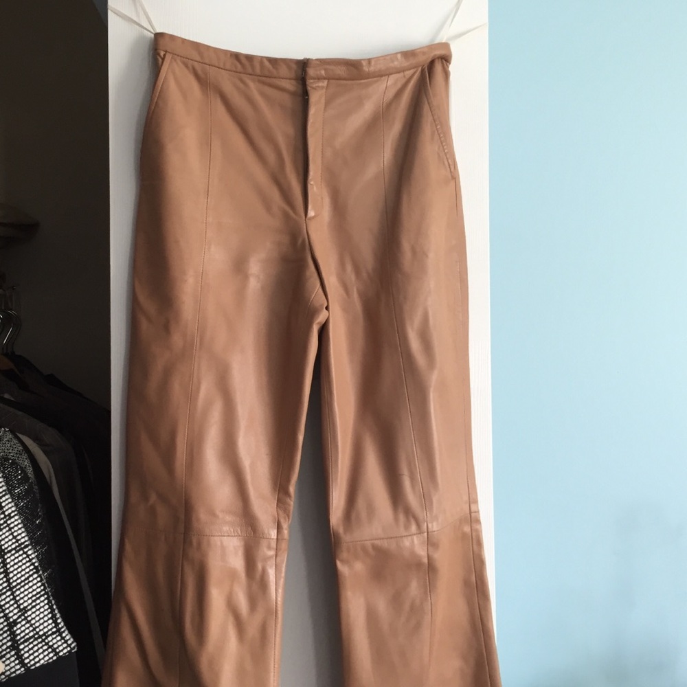 Women's Tan Leather Pants